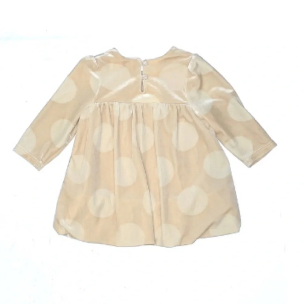 Baby Gap | Pockadot Dress Ruched Beige Soft Part Dress